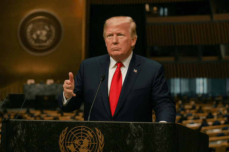 President Trump addressing the United Nations General Assembly