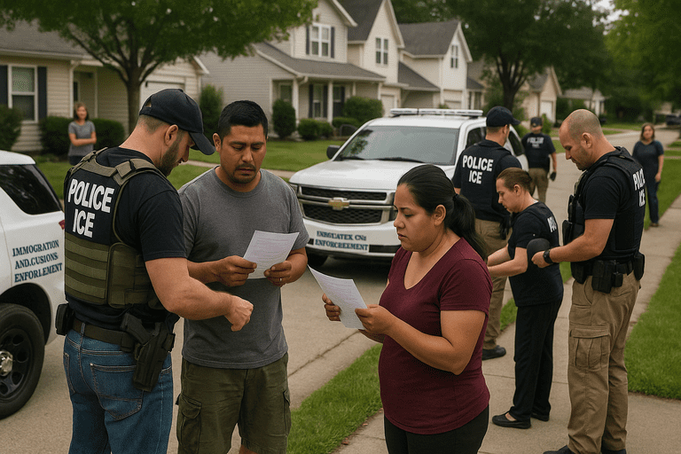Federal agents conducting an immigration enforcement operation