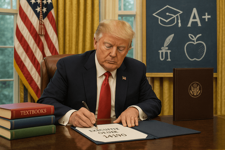 President Donald Trump signing Executive Order 14190