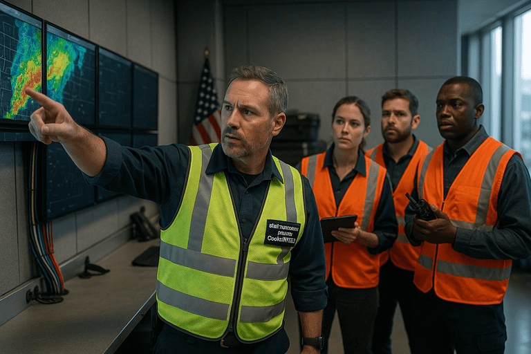 Emergency response team coordinating disaster relief efforts