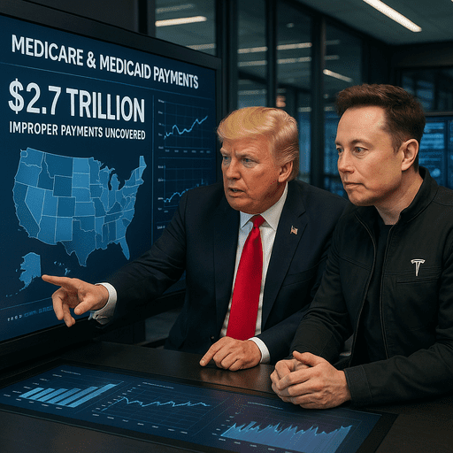 President Trump and Elon Musk discussing government efficiency initiatives