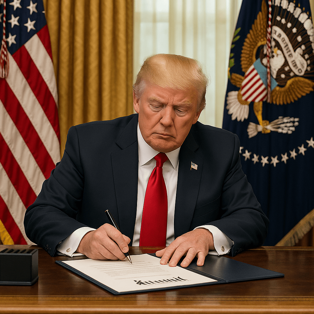 President Trump signing the Executive Order on deregulation