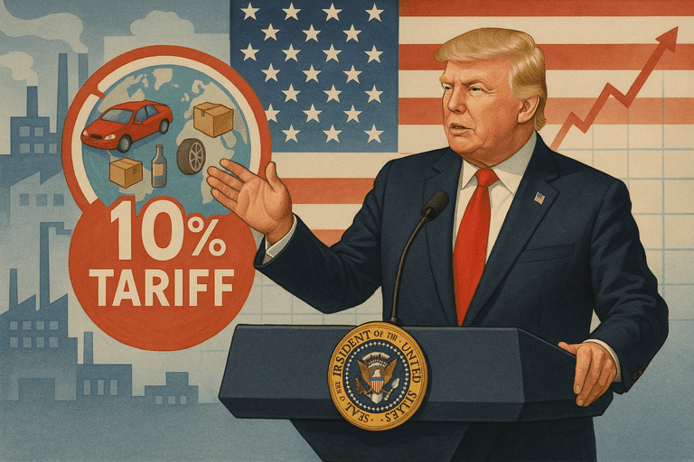 President Trump announcing new tariff measures