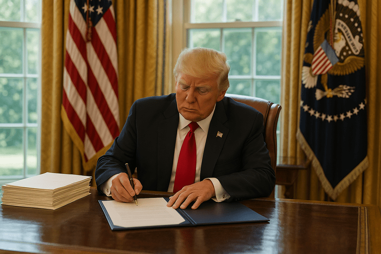 President Trump signing a deregulation order