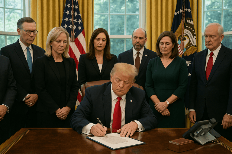 President Trump signing Executive Order 14182