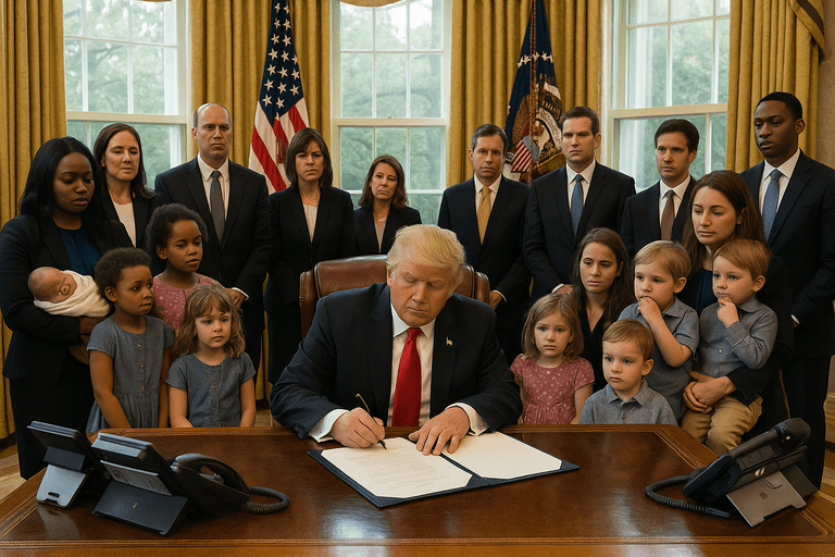 President Trump signing childcare reform legislation