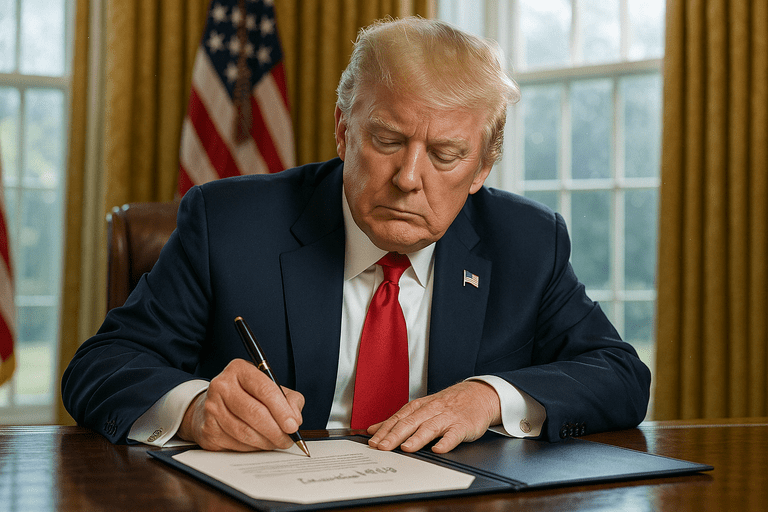 President Trump signing Executive Order 14149