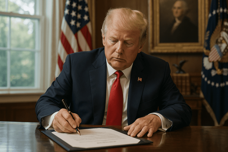 President Trump signing an executive order
