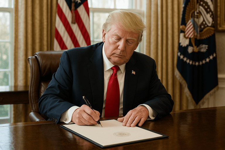 President Trump signing Executive Order 14182