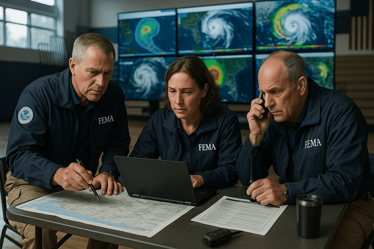 FEMA personnel coordinating disaster response efforts