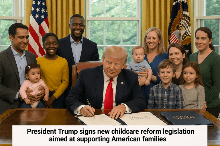 President Trump signing childcare reform legislation