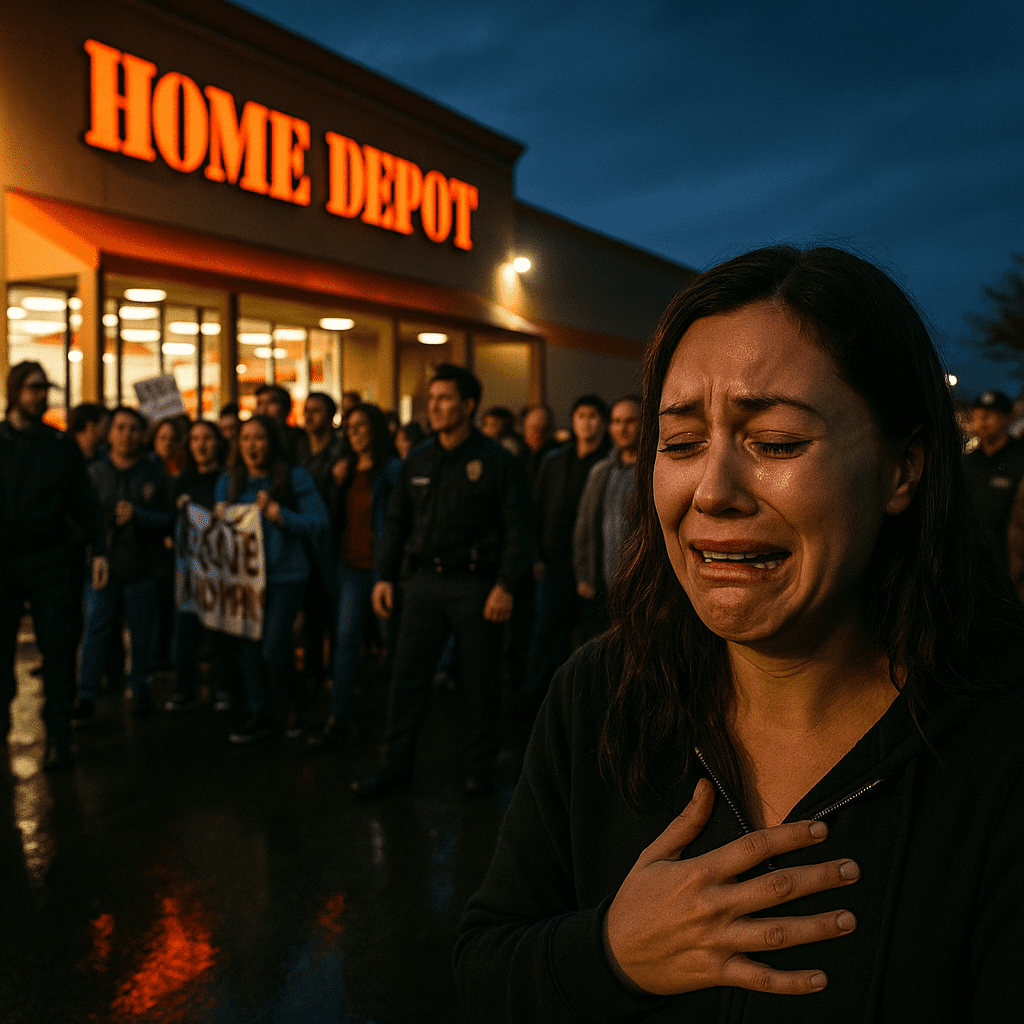 Protesters confront federal immigration agents outside a store in Charlotte during an enforcement operation.