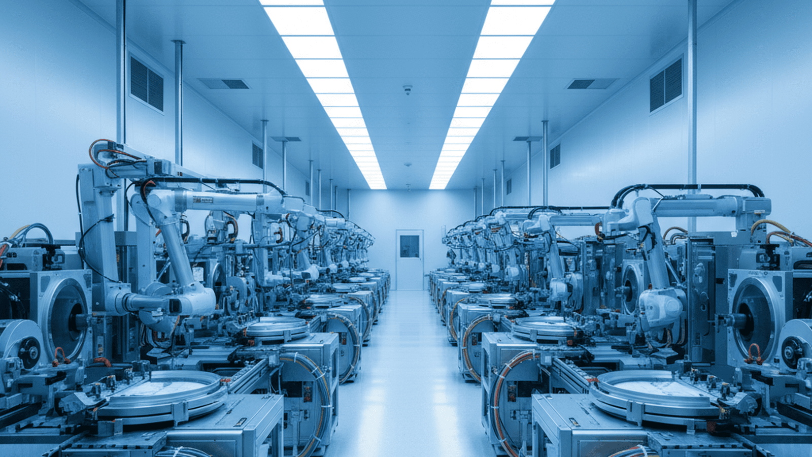 The busy floor of the New York Stock Exchange with glowing digital displays and historic architecture.