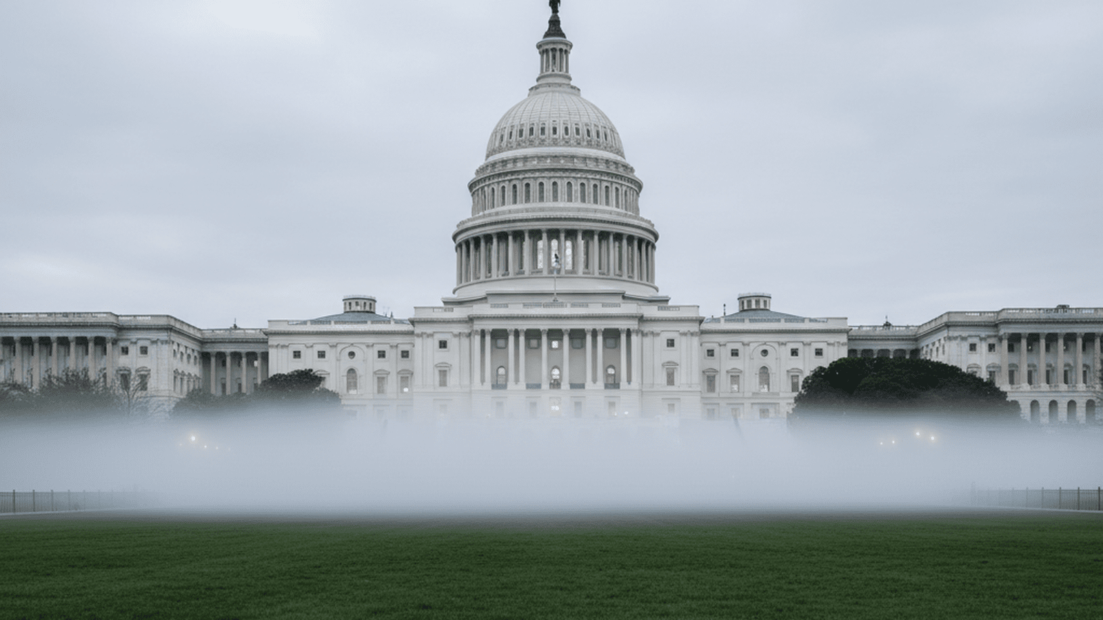 The U.S. Capitol building stands under a dark, foggy sky, representing a new era of government oversight.