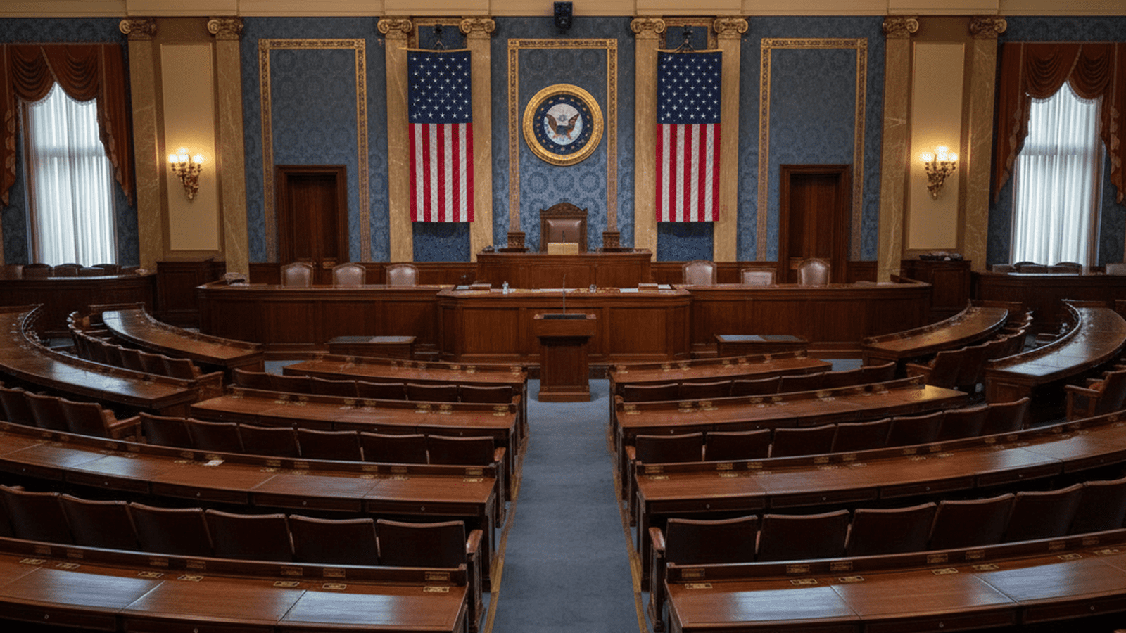 A formal view of the House of Representatives chamber during a joint session of Congress.