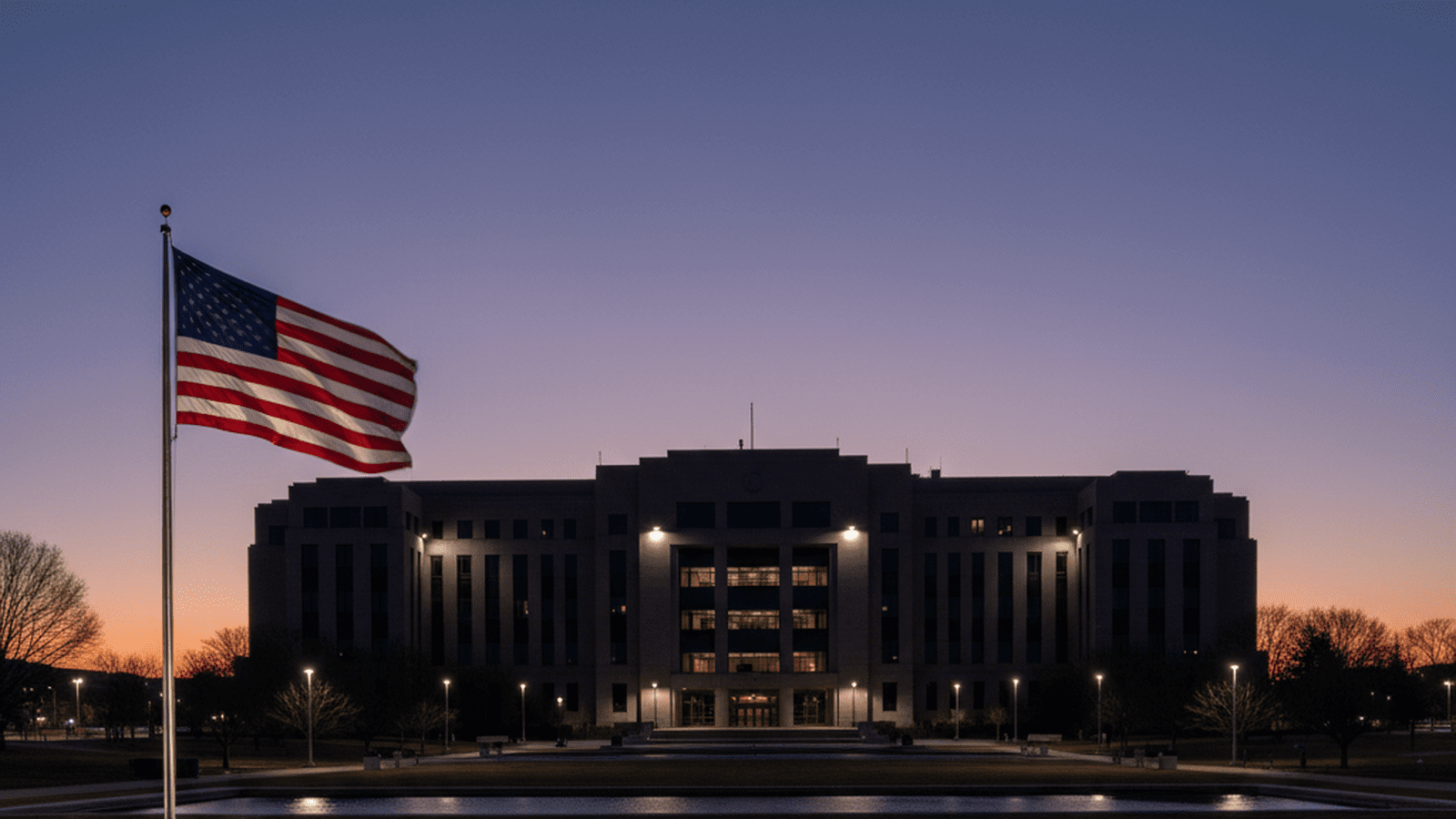 The Department of Homeland Security headquarters stands quiet during a funding shutdown.
