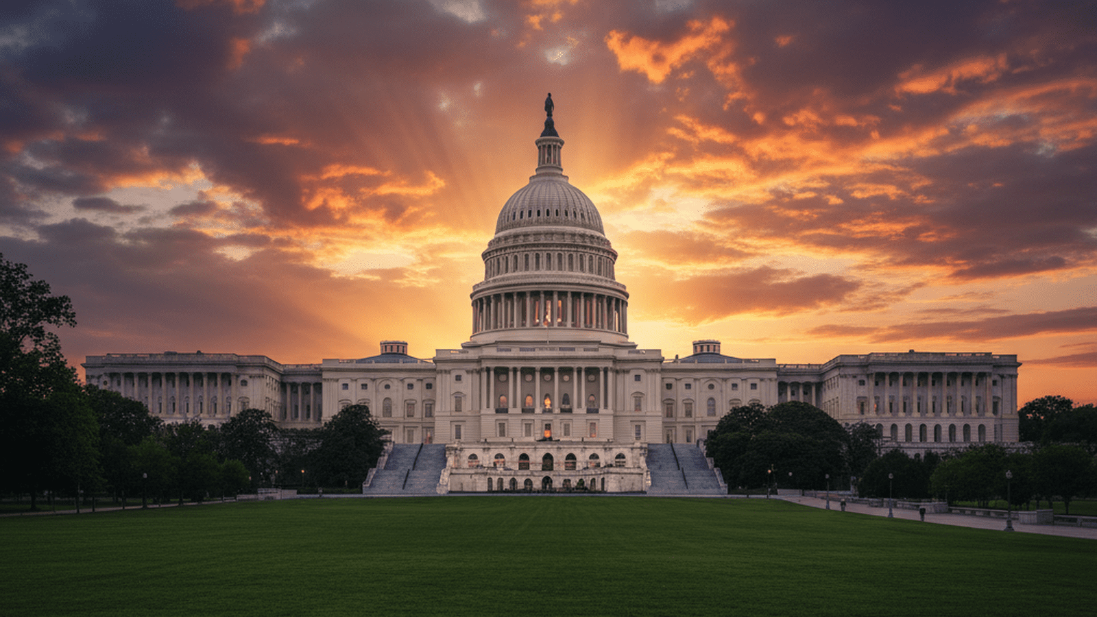 A professional and orderly federal building with an American flag in the foreground.