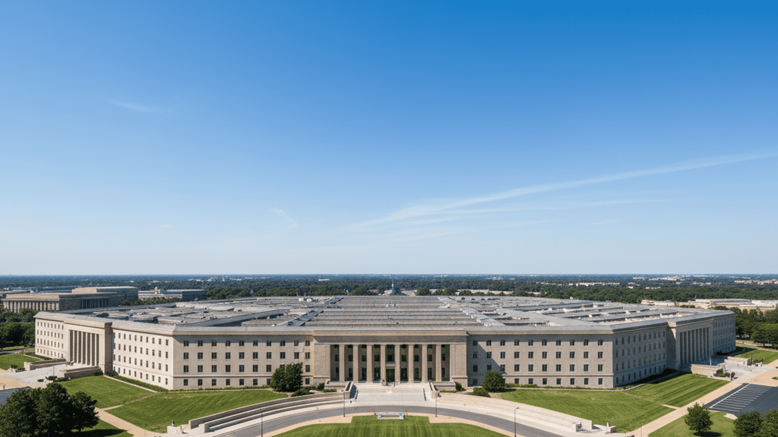 The Pentagon building stands as a symbol of national security and government order.