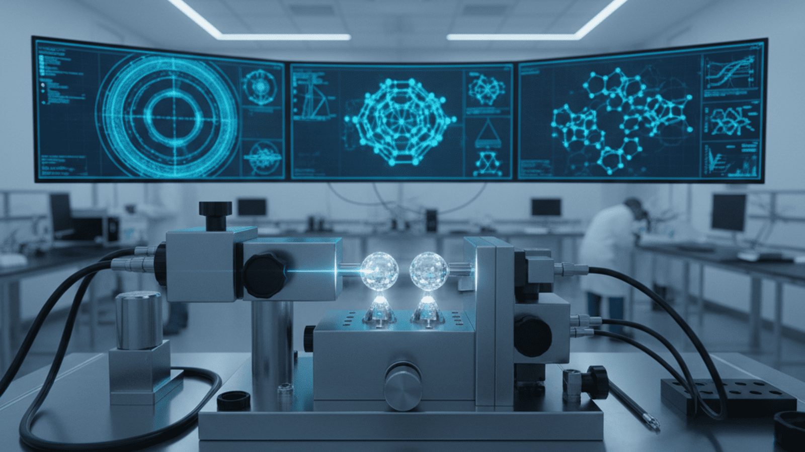 science-carbon-nitride-superhard-material-synthesis-186cdf08 A close-up of a diamond anvil cell used in high-pressure physics experiments to synthesize new materials.