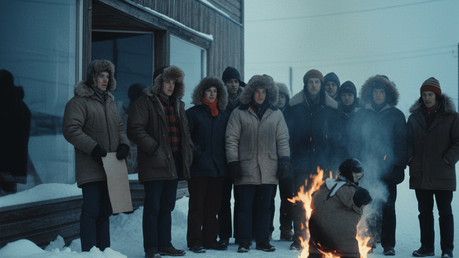 Protesters in 1978 Fairbanks, Alaska, gather in winter clothing to protest federal land withdrawals.