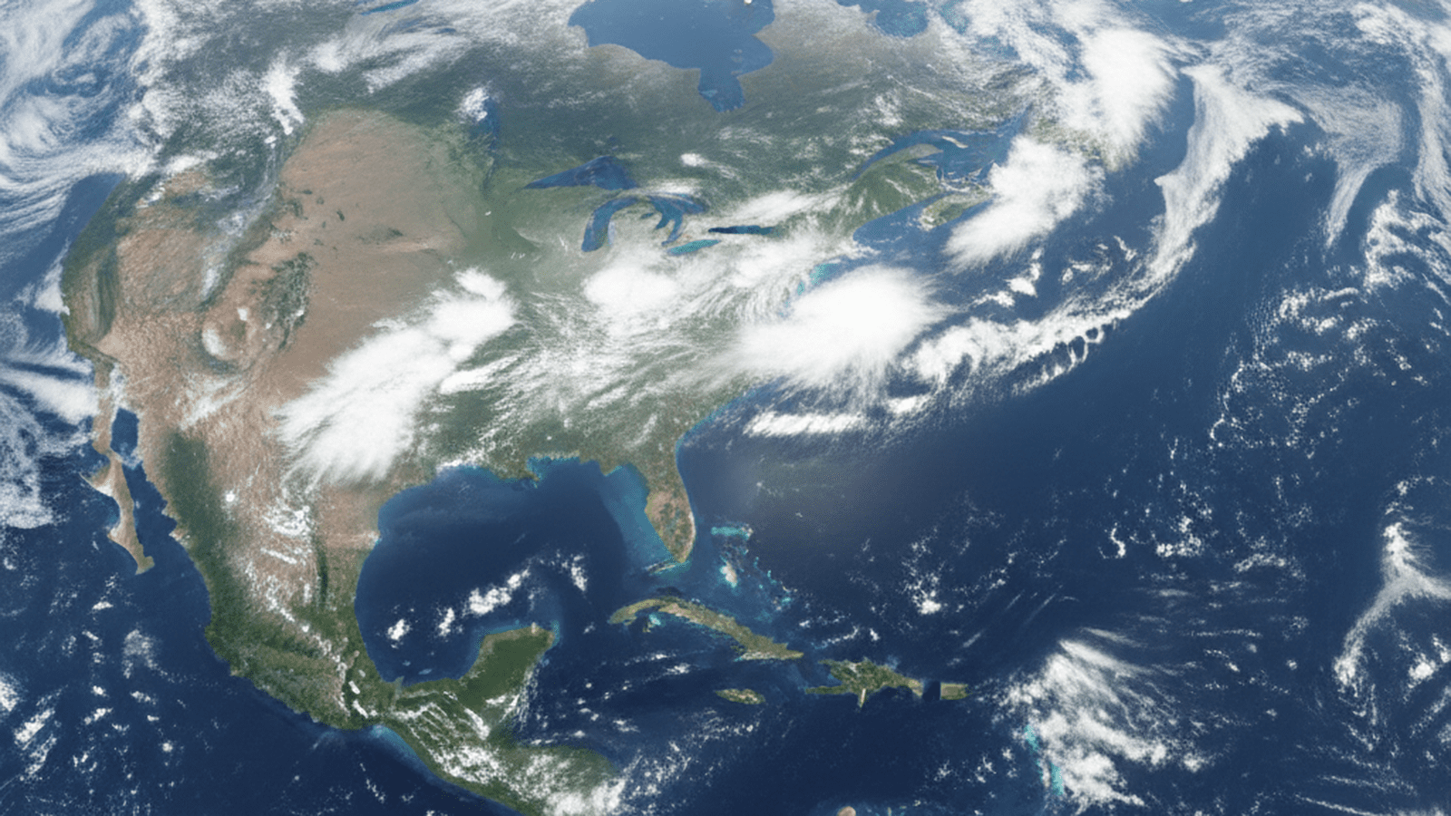 Satellite view of a massive atmospheric river stretching across the ocean toward a coastline.