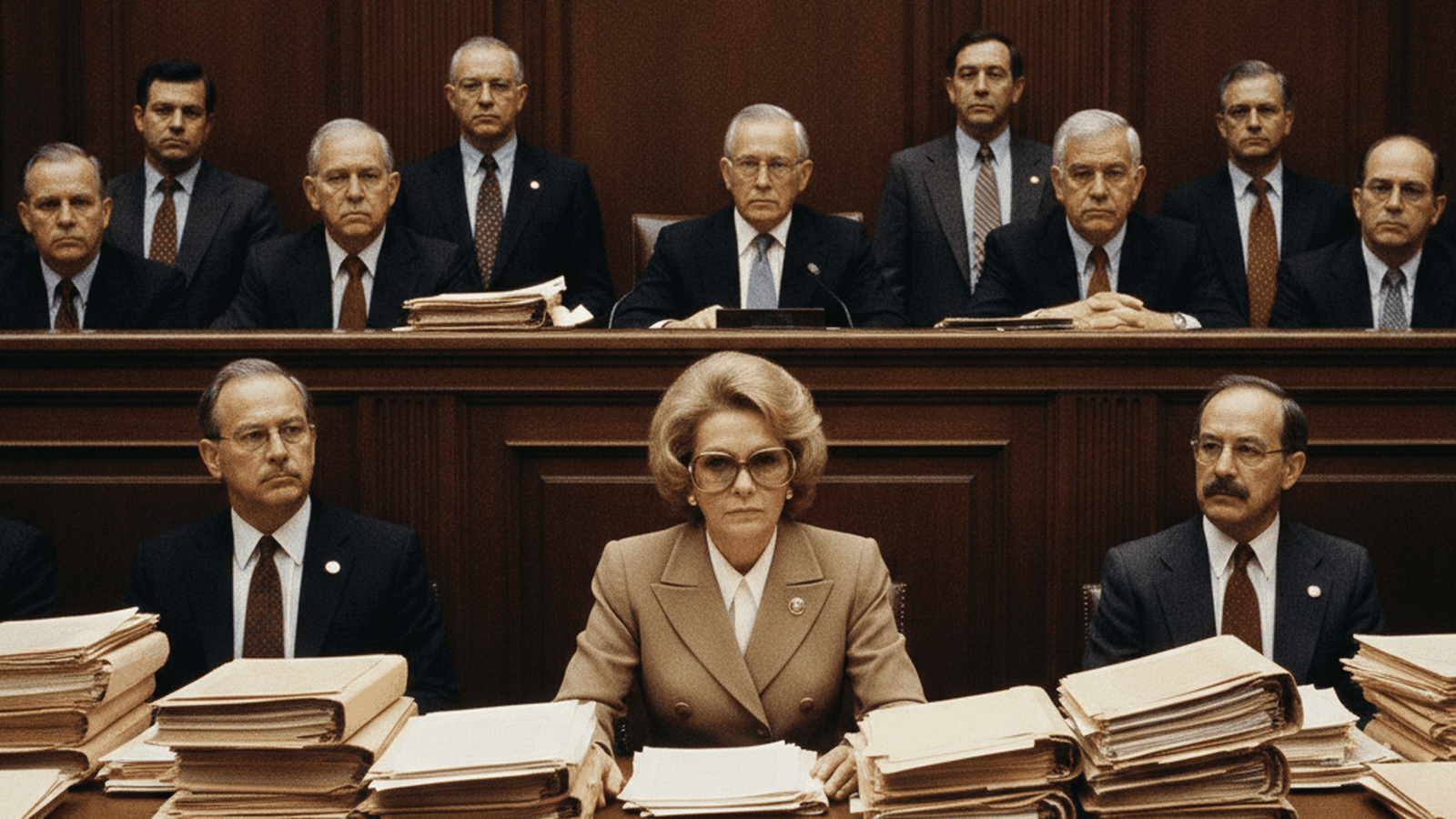 EPA Administrator Anne Gorsuch Burford testifies before a House subcommittee in 1983 during the Superfund document dispute.