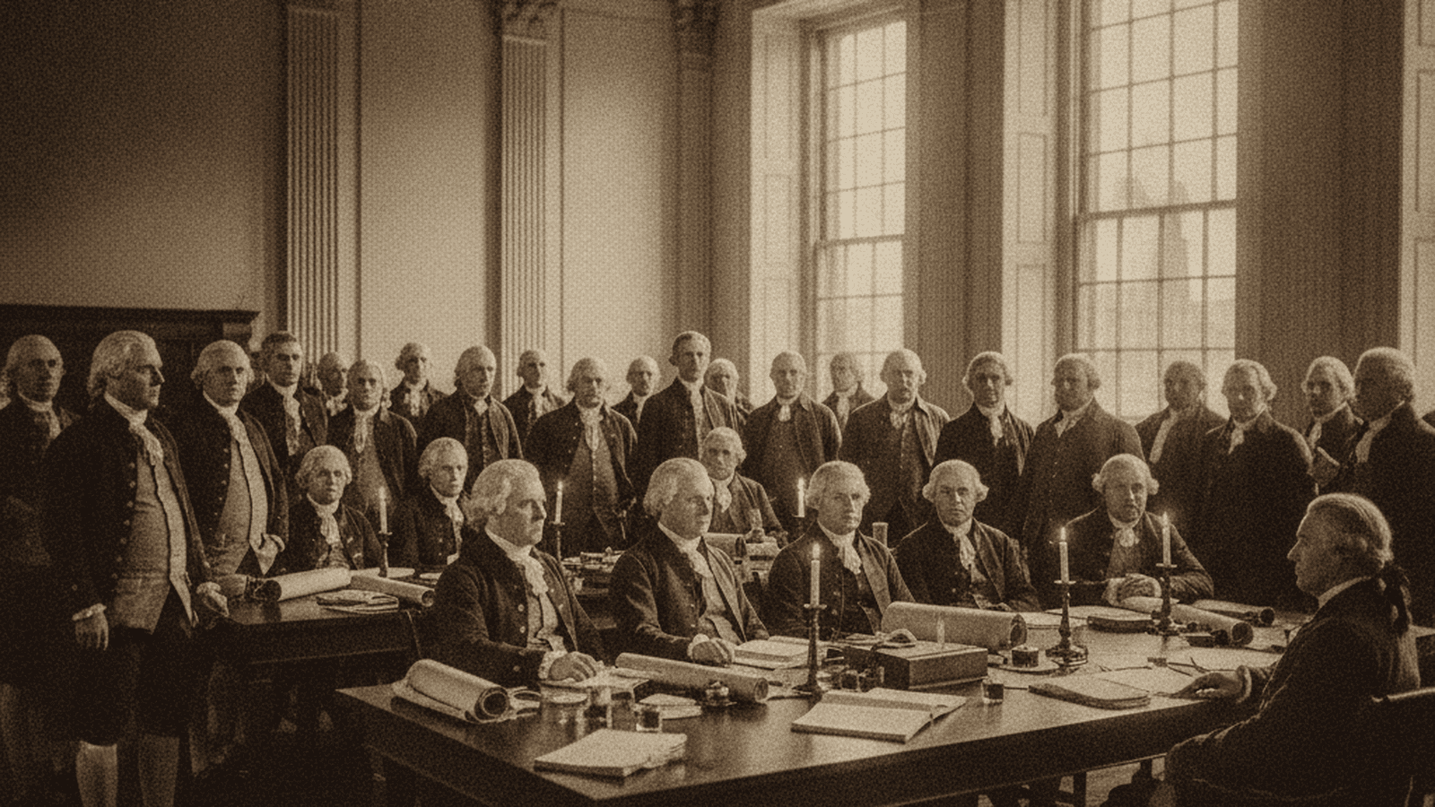 A historical recreation of the New York State Legislature in 1799 during the debate over the Gradual Abolition Act.