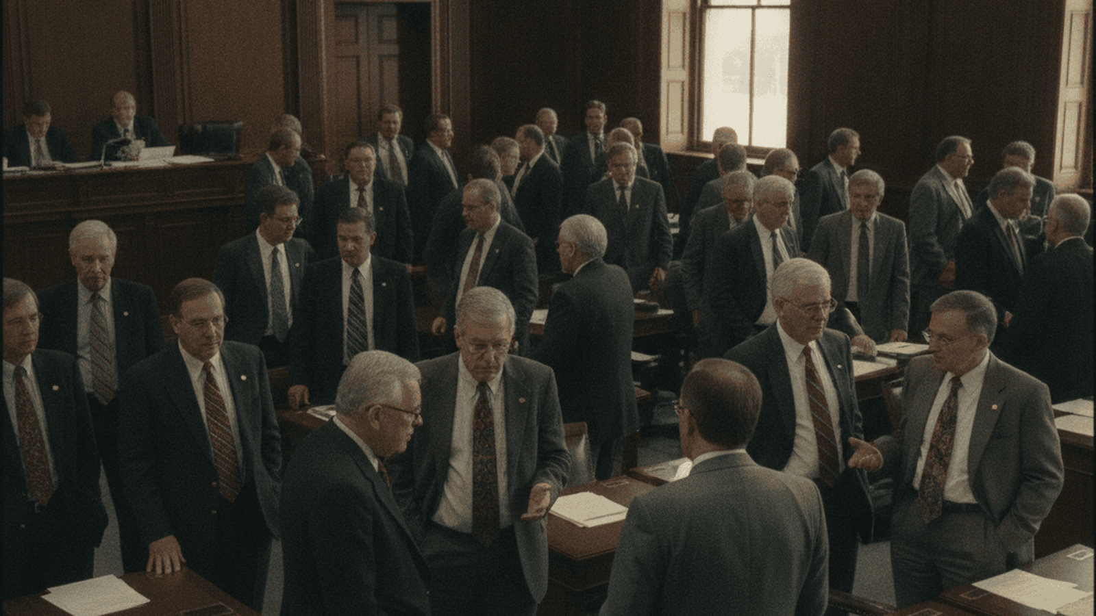 history-south-carolina-house-realignment-1994-32e5c694 Legislators gather on the floor of the South Carolina House of Representatives during the 1994 legislative session.