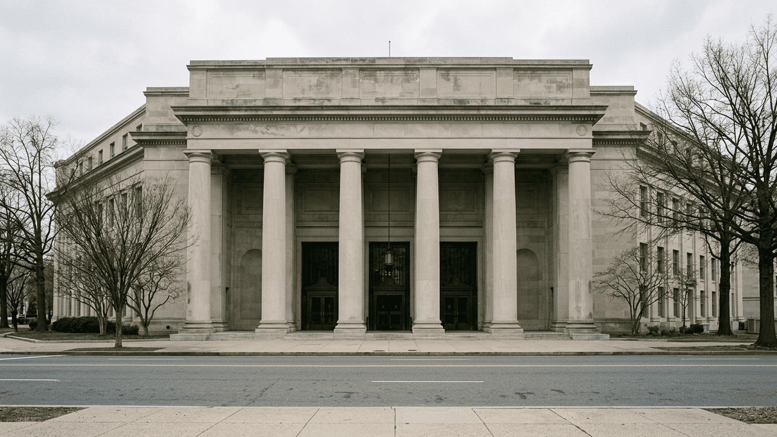 A federal courthouse exterior in Washington, D.C.