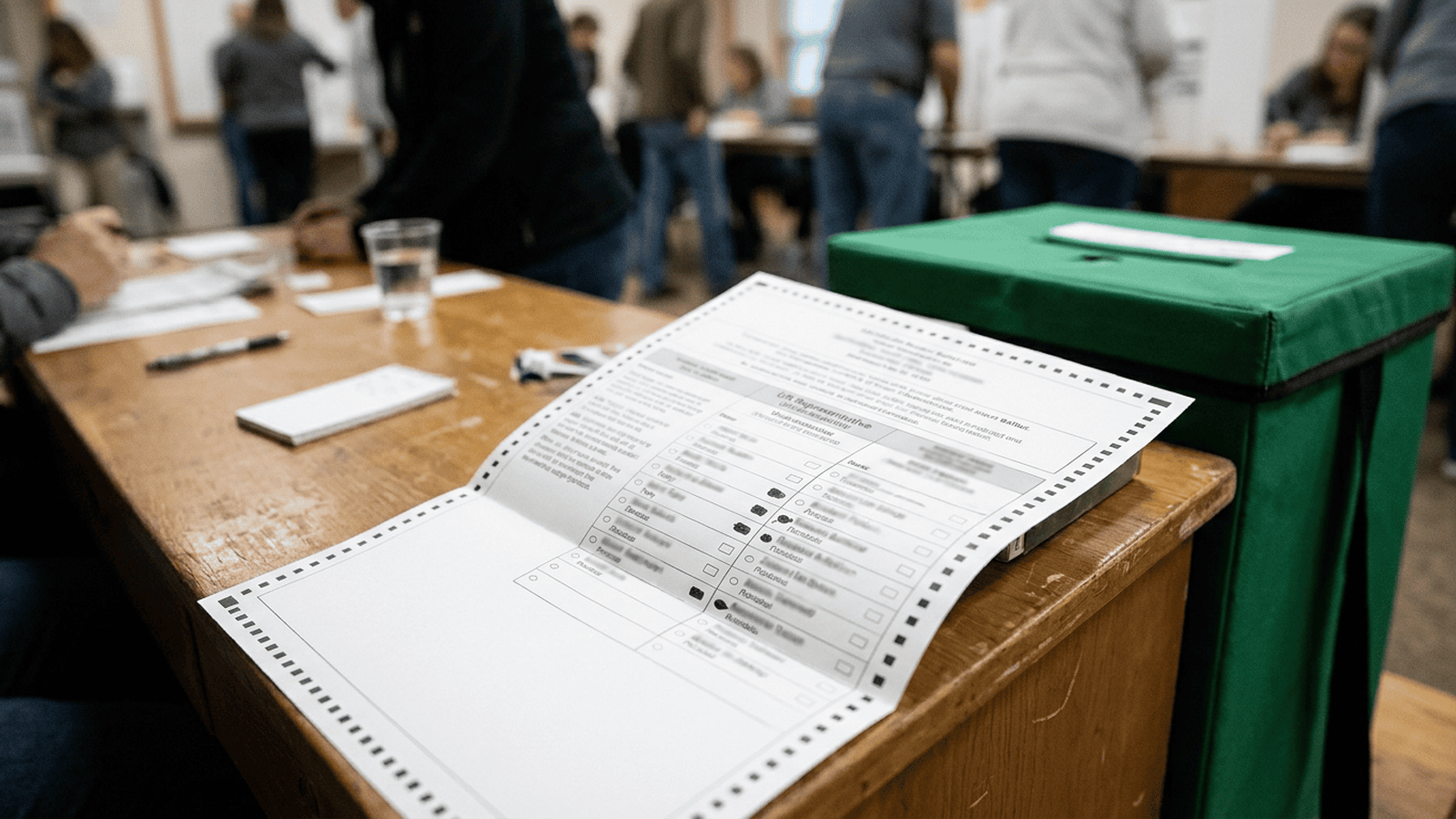 cc1ede628436fcfa958bb37ab6525c273edddc6de93dbea41289cff14e0c0745 An Alaska election ballot with candidate lines rests beside a closed ballot box.