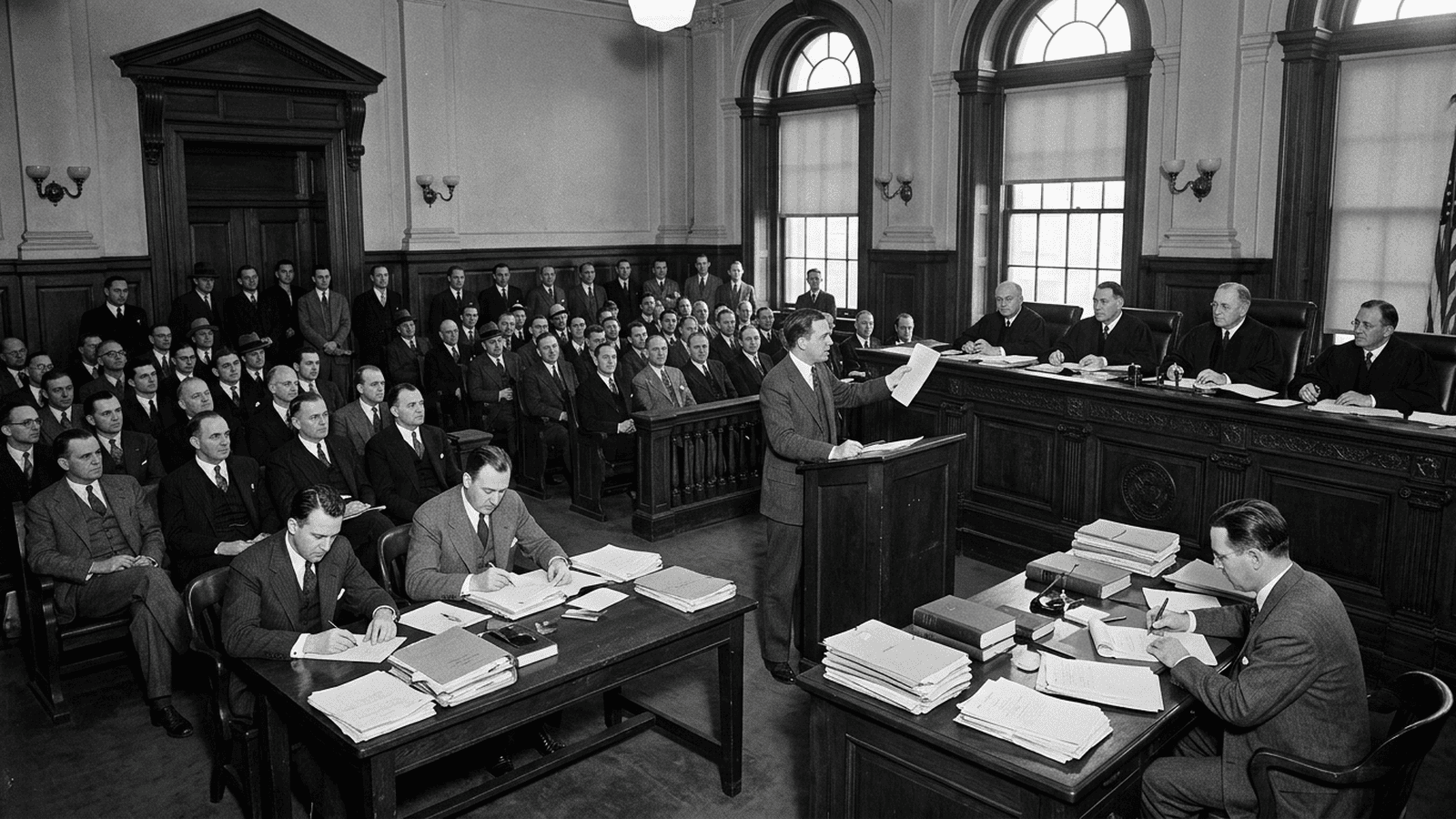 history-ashwander-v-tva-constitutional-challenge-1936-62acf22f A 1930s courtroom scene evokes the Supreme Court dispute over the Tennessee Valley Authority.